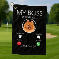 Pomeranian My Boss Golf Towel