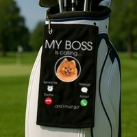 Pomeranian My Boss Golf Towel