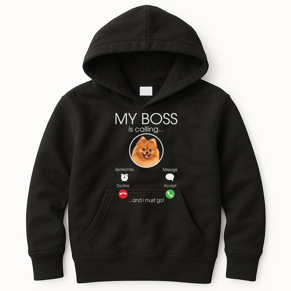 Pomeranian My Boss Kids Hoodie