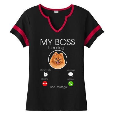 Pomeranian My Boss Ladies Halftime Notch Neck Tee