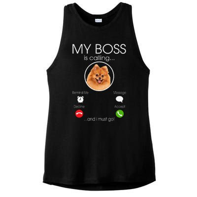 Pomeranian My Boss Ladies PosiCharge Tri-Blend Wicking Tank