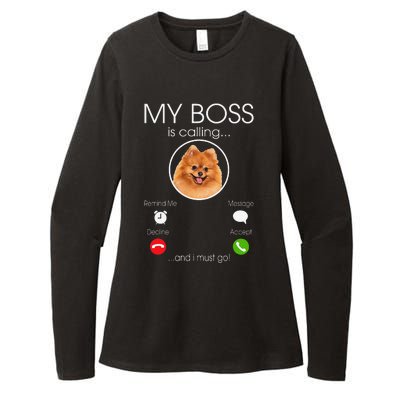 Pomeranian My Boss Womens CVC Long Sleeve Shirt