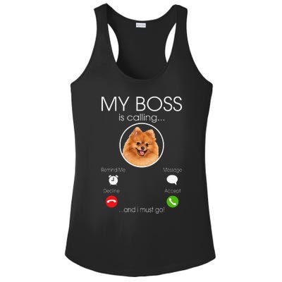 Pomeranian My Boss Ladies PosiCharge Competitor Racerback Tank