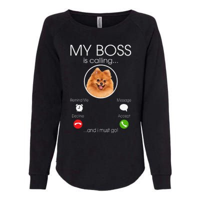 Pomeranian My Boss Womens California Wash Sweatshirt