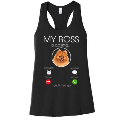 Pomeranian My Boss Women's Racerback Tank