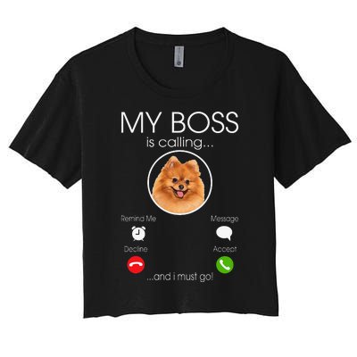 Pomeranian My Boss Women's Crop Top Tee