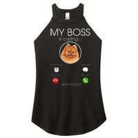 Pomeranian My Boss Women's Perfect Tri Rocker Tank