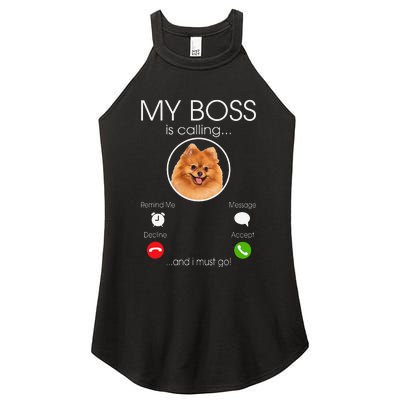 Pomeranian My Boss Women's Perfect Tri Rocker Tank