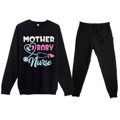 Postpartum Mother Baby Nurse Mom Baby Postpartum Nursing Premium Crewneck Sweatsuit Set