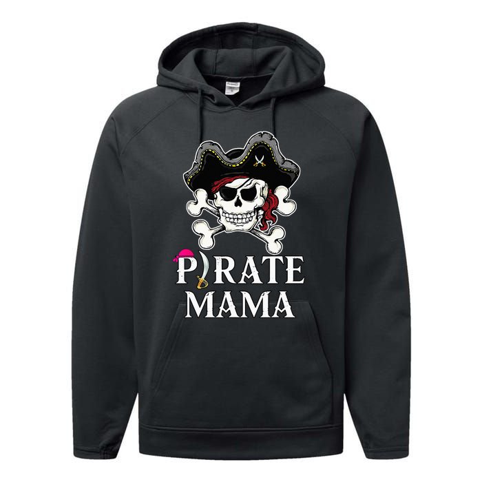 Pirate Mama Costume Jolly Roger Crossbones Funny Pirate Mom Performance Fleece Hoodie