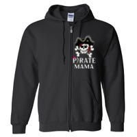 Pirate Mama Costume Jolly Roger Crossbones Funny Pirate Mom Full Zip Hoodie