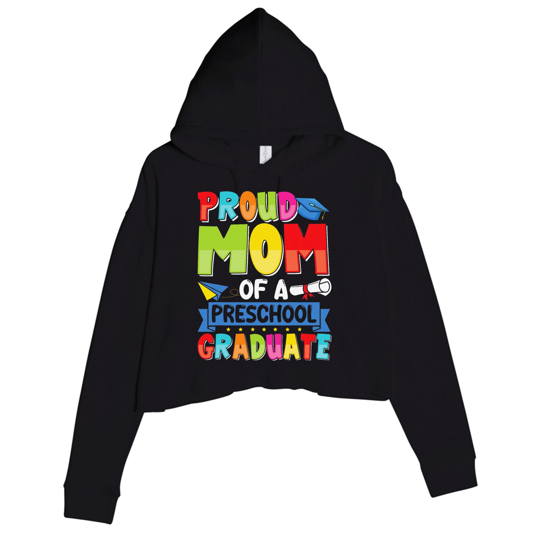 Proud Mom Class Of 2025 Preschool Pre-K Graduate Graduation Crop Fleece Hoodie
