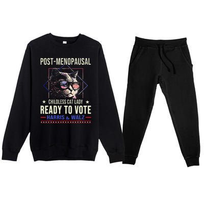 Post Menopausal Childless Cat Lady Ready To Vote Kamala Premium Crewneck Sweatsuit Set