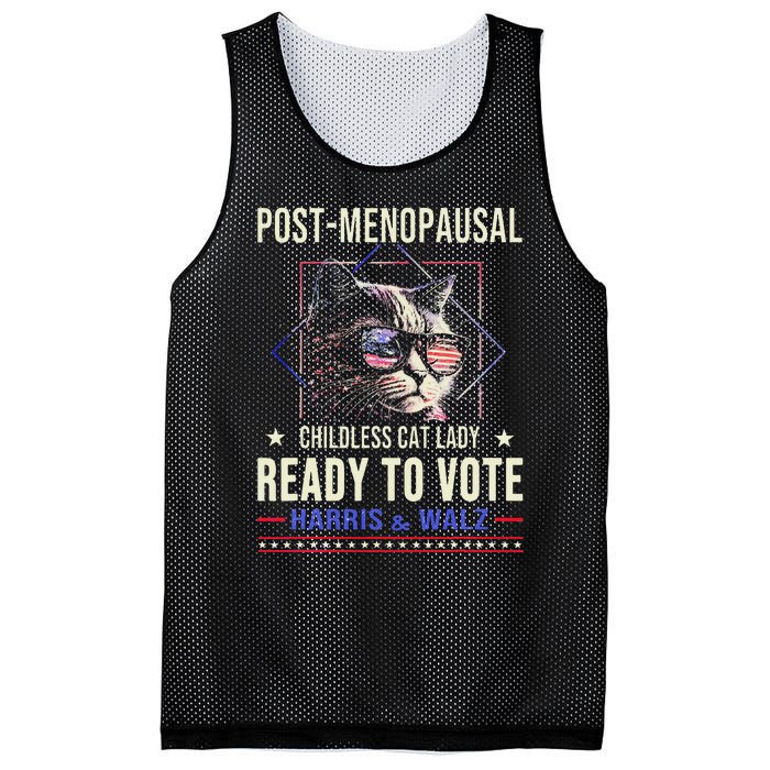 Post Menopausal Childless Cat Lady Ready To Vote Kamala Mesh Reversible Basketball Jersey Tank