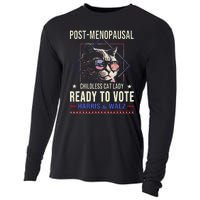 Post Menopausal Childless Cat Lady Ready To Vote Kamala Cooling Performance Long Sleeve Crew