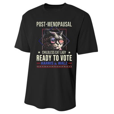 Post Menopausal Childless Cat Lady Ready To Vote Kamala Performance Sprint T-Shirt