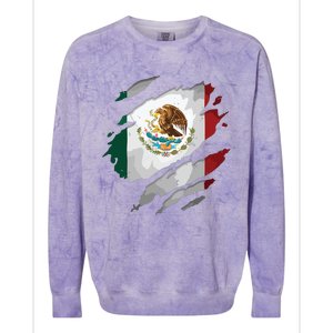 Proud Mexican Chicano Latino Torn Ripped Mexico Flag Colorblast Crewneck Sweatshirt