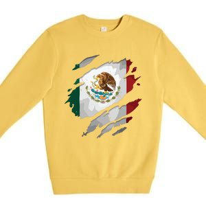 Proud Mexican Chicano Latino Torn Ripped Mexico Flag Premium Crewneck Sweatshirt