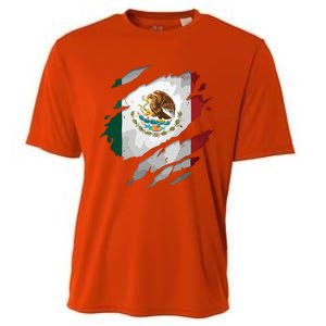 Proud Mexican Chicano Latino Torn Ripped Mexico Flag Cooling Performance Crew T-Shirt