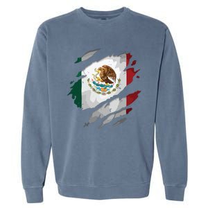 Proud Mexican Chicano Latino Torn Ripped Mexico Flag Garment-Dyed Sweatshirt