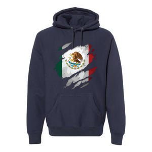 Proud Mexican Chicano Latino Torn Ripped Mexico Flag Premium Hoodie