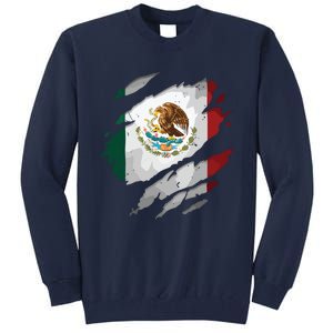 Proud Mexican Chicano Latino Torn Ripped Mexico Flag Tall Sweatshirt