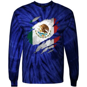 Proud Mexican Chicano Latino Torn Ripped Mexico Flag Tie-Dye Long Sleeve Shirt