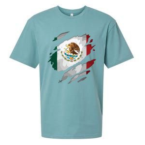 Proud Mexican Chicano Latino Torn Ripped Mexico Flag Sueded Cloud Jersey T-Shirt