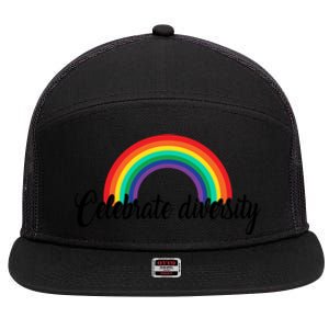 Pride Month Celebrate Diversity Lgbt Cute Gift 7 Panel Mesh Trucker Snapback Hat