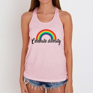 Pride Month Celebrate Diversity Lgbt Cute Gift Women's Knotted Racerback Tank