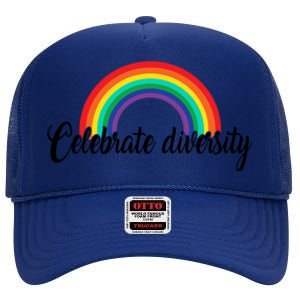 Pride Month Celebrate Diversity Lgbt Cute Gift High Crown Mesh Back Trucker Hat