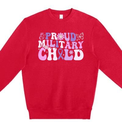 Proud Military Child Groovy Purple Up For MilitaryproudMilitaryChildGroovyPu Premium Crewneck Sweatshirt