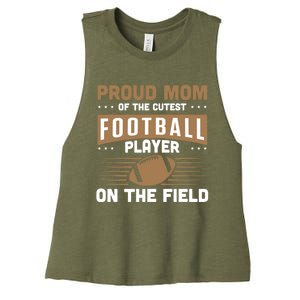 Proud Mom Cutest American Football Player On The Field Cool Gift Women's Racerback Cropped Tank