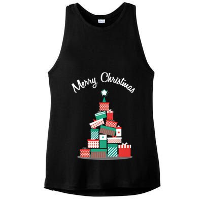 Present Merry Christmas Tree Ladies PosiCharge Tri-Blend Wicking Tank