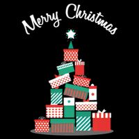Present Merry Christmas Tree Flexfit Unipanel Trucker Cap