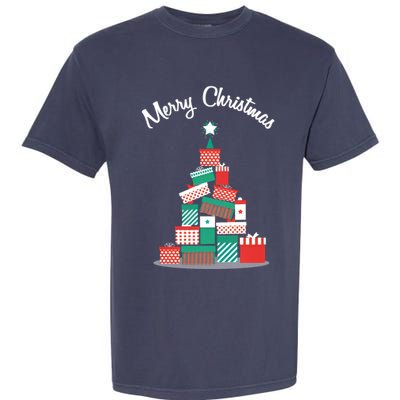 Present Merry Christmas Tree Garment-Dyed Heavyweight T-Shirt