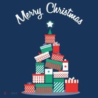 Present Merry Christmas Tree Drawstring Bag