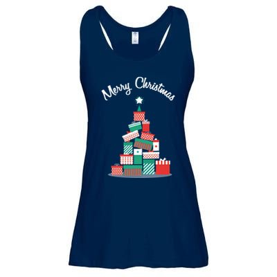 Present Merry Christmas Tree Ladies Essential Flowy Tank