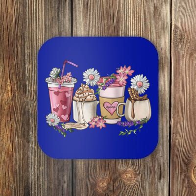 Pink Mama Coffee Cups Flower Happy Valentines Day Funny Gift Coaster