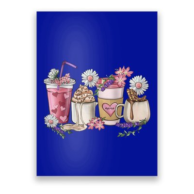 Pink Mama Coffee Cups Flower Happy Valentines Day Funny Gift Poster