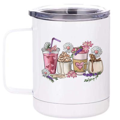 Pink Mama Coffee Cups Flower Happy Valentines Day Funny Gift 12 oz Stainless Steel Tumbler Cup