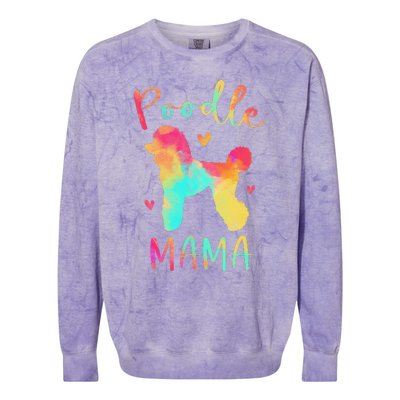 Poodle Mama Colorful Poodle Gifts Dog Mom Colorblast Crewneck Sweatshirt