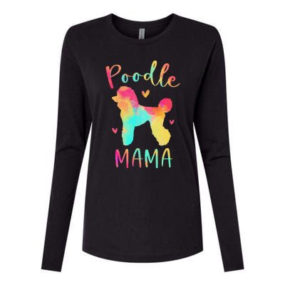 Poodle Mama Colorful Poodle Gifts Dog Mom Womens Cotton Relaxed Long Sleeve T-Shirt