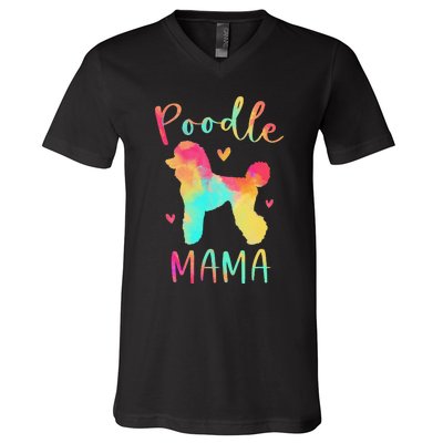 Poodle Mama Colorful Poodle Gifts Dog Mom V-Neck T-Shirt