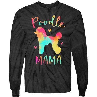 Poodle Mama Colorful Poodle Gifts Dog Mom Tie-Dye Long Sleeve Shirt