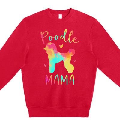 Poodle Mama Colorful Poodle Gifts Dog Mom Premium Crewneck Sweatshirt