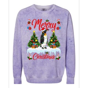 Penguin Merry Christmas Tree Lighting Emperor Penguin Xmas Colorblast Crewneck Sweatshirt