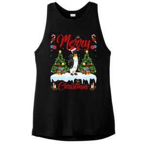 Penguin Merry Christmas Tree Lighting Emperor Penguin Xmas Ladies PosiCharge Tri-Blend Wicking Tank