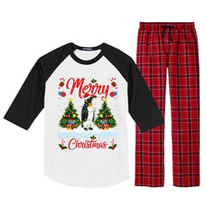 Penguin Merry Christmas Tree Lighting Emperor Penguin Xmas Raglan Sleeve Pajama Set