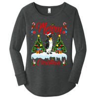 Penguin Merry Christmas Tree Lighting Emperor Penguin Xmas Women's Perfect Tri Tunic Long Sleeve Shirt